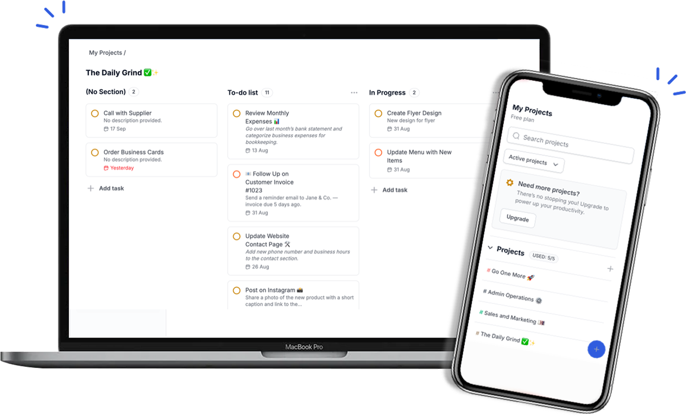 Productivity Dashboard Mockup